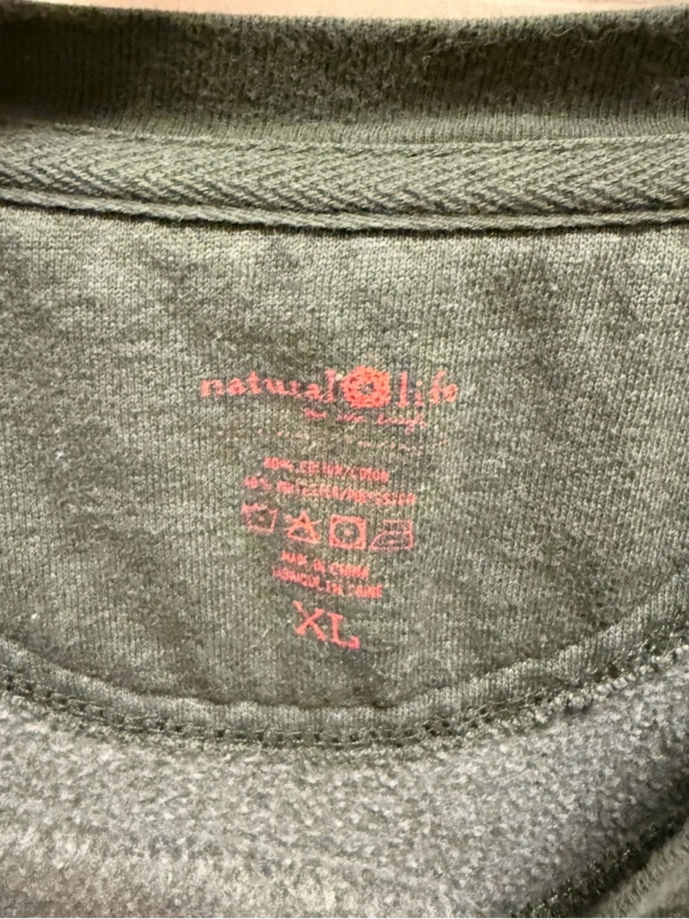 Natural Life "Life is Beautiful" Olive Green Floral Sweatshirt - XL - Picture 5 of 10